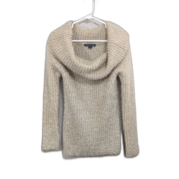 Boston Proper Sweaters - Boston Proper Womens XS Gold Metallic Cowl Neck Pullover Holiday Sweater Festive